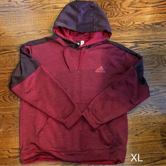 ADIDAS Mens CLIMAWARM Wine Sweatshirt Grey Blue Hoodie, Chest Logo Sz XL - Picture 1 of 7